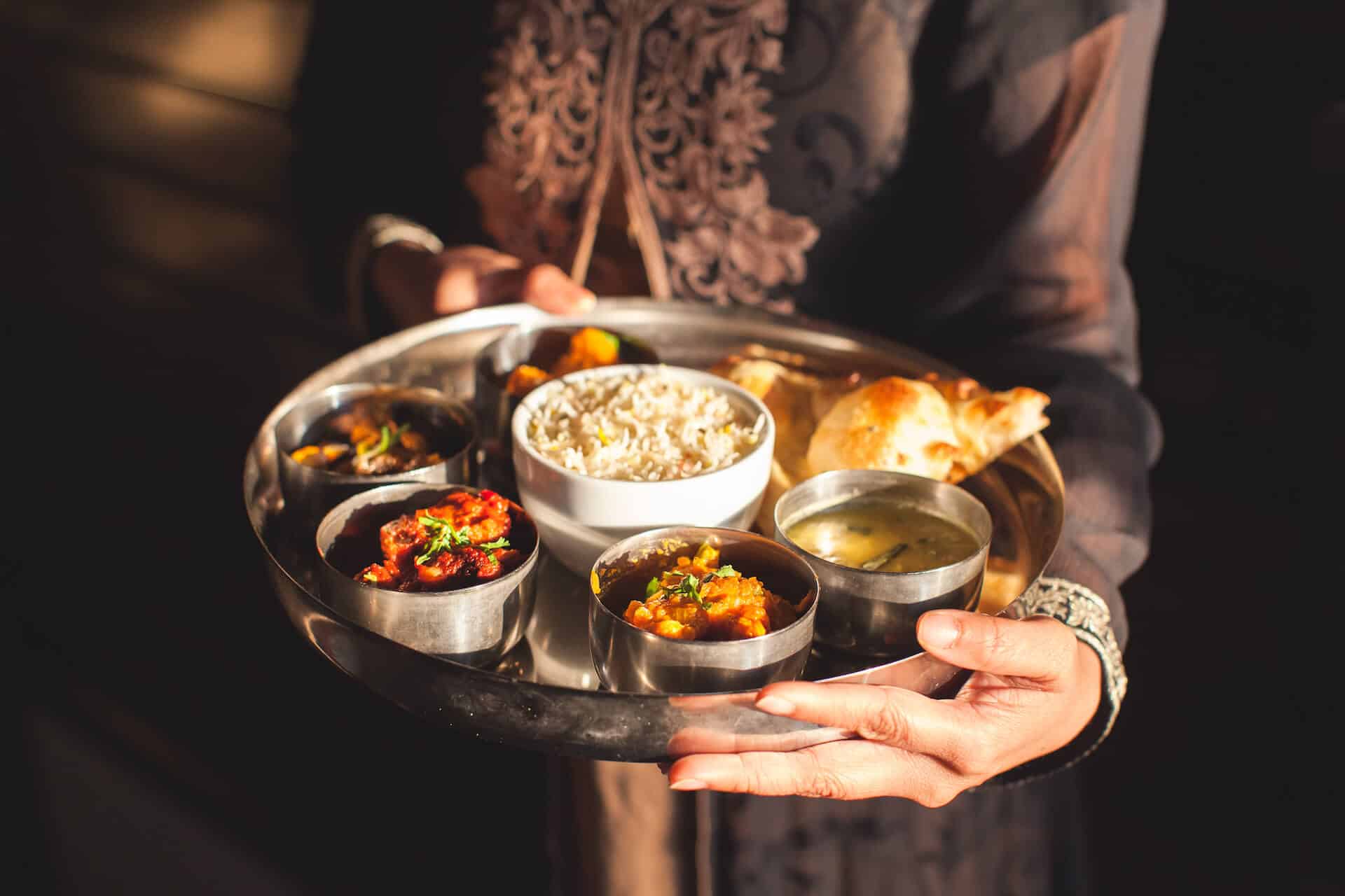 A tray of Thali at Shalims Indian Restaurant Weymouth