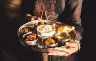 A tray of Thali Indian Street Food at Shalims